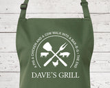 Mens Apron Personalised Gift - Fathers Day Gift for Dad Barbecue BBQ Cooking Apron - BBQ King of the Grill - Grilling Apron Gift Idea AP044