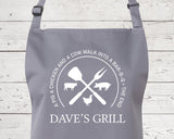 Mens Apron Personalised Gift - Fathers Day Gift for Dad Barbecue BBQ Cooking Apron - BBQ King of the Grill - Grilling Apron Gift Idea AP044