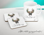 Personalised Deer Stag Cushion Gift Printed Name Design - Cushion Throw Pillow Gift For Him Her lounge Bedroom Christmas Cushion Gift CS506