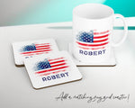 Personalised American Flag Cushion Gift Printed Name Watercolour Design Cushion Throw Pillow Gift For Him Her Christmas Gift CS365