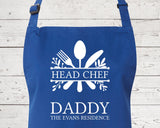 Mens Apron Personalised Gift - Fathers Day Gift for Dad Kitchen Baking BBQ Cooking Apron - Head Chef Apron - Grilling Apron Gift Idea AP042