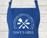 Mens Apron Personalised Gift - Fathers Day Gift for Dad Barbecue BBQ Cooking Apron - BBQ King of the Grill - Grilling Apron Gift Idea AP044