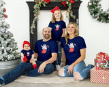 Matching Christmas Day T Shirt and Babygrow Vest - Penguin Stocking Design For Family - Matching Design for Mum Dad Baby and Kids NB040