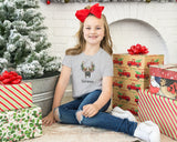 Matching Christmas Day T Shirt and Babygrow Vest - Reindeer Watercolour Design For Family - Matching Design for Mum Dad Baby and Kids NB042