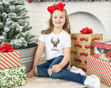 Matching Christmas Day T Shirt and Babygrow Vest - Reindeer Watercolour Design For Family - Matching Design for Mum Dad Baby and Kids NB042