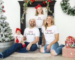 Matching Christmas Day T Shirt and Babygrow Vest - Leaping Reindeer Design For Family - Matching Design for Mum Dad Baby and Kids NB045
