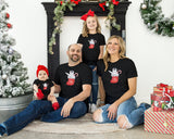 Matching Christmas Day T Shirt and Babygrow Vest - Penguin Stocking Design For Family - Matching Design for Mum Dad Baby and Kids NB040