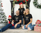 Matching Christmas Day T Shirt and Babygrow Vest - Reindeer Watercolour Design For Family - Matching Design for Mum Dad Baby and Kids NB042