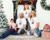 Matching Christmas Day T Shirt and Babygrow Vest - Penguin Stocking Design For Family - Matching Design for Mum Dad Baby and Kids NB040