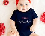 Matching Christmas Day T Shirt and Babygrow Vest - Leaping Reindeer Design For Family - Matching Design for Mum Dad Baby and Kids NB045