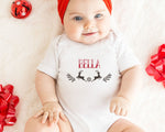 Matching Christmas Day T Shirt and Babygrow Vest - Leaping Reindeer Design For Family - Matching Design for Mum Dad Baby and Kids NB045