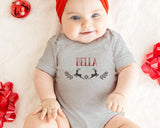 Matching Christmas Day T Shirt and Babygrow Vest - Leaping Reindeer Design For Family - Matching Design for Mum Dad Baby and Kids NB045