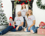 Matching Christmas Day T Shirt and Babygrow Vest - Leaping Reindeer Design For Family - Matching Design for Mum Dad Baby and Kids NB045